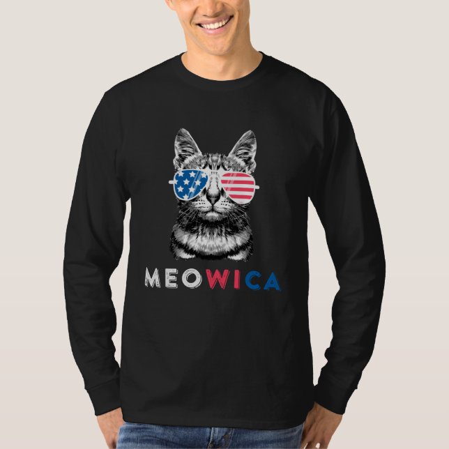 Camiseta 4th Of July Cat Meowica Merica Kitty Patriotic Cat (Anverso)