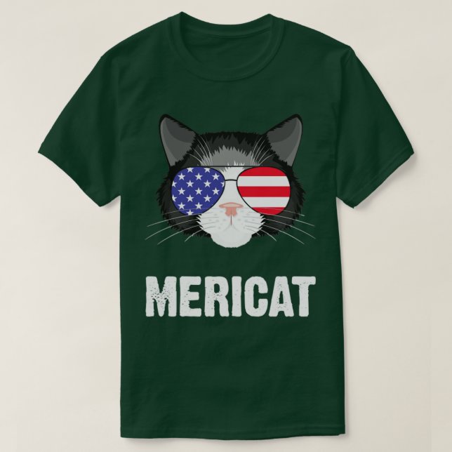 Camiseta 4th Of July Cat Mericat Funny (Diseño del anverso)