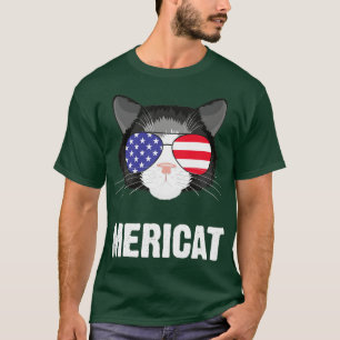 Camiseta 4th Of July Cat Mericat Funny