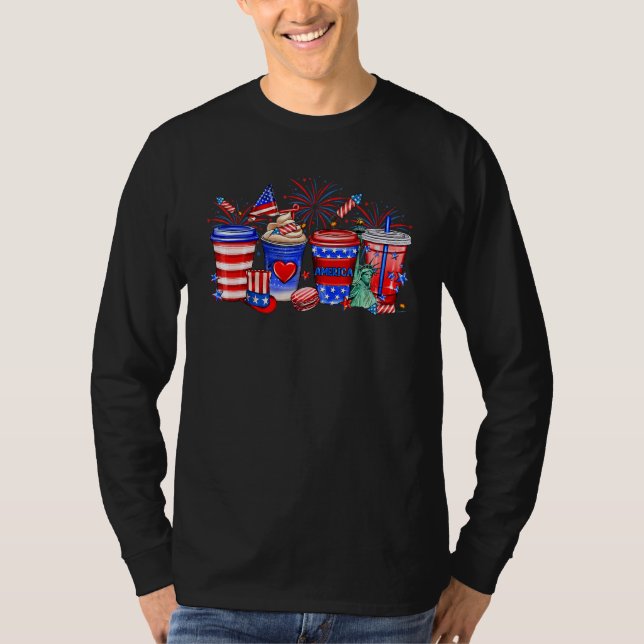Camiseta 4th Of July Coffee Cups Patriotic Independence Cof (Anverso)
