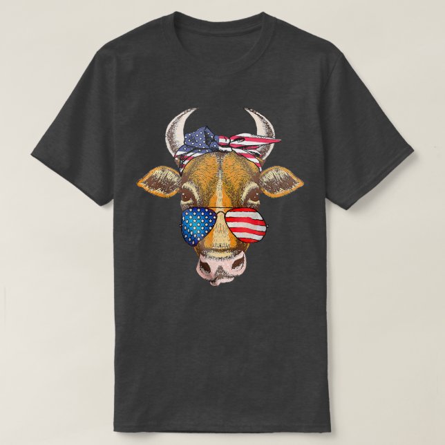 Camiseta 4th of July Cow Heifer Patriotic Farmer Wife Ameri (Diseño del anverso)