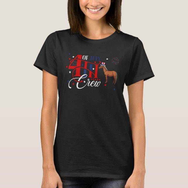Camiseta 4th Of July Crew Costume Horse Wearing Hat America (Anverso)