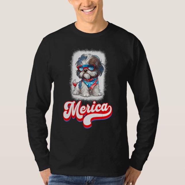 Camiseta 4th Of July Cute Shih Tzu Puppy Dog (Anverso)