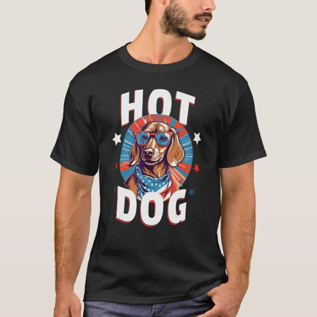 Camiseta 4th of July  Dachsund Weiner Dog Weenie USA Americ (Anverso)