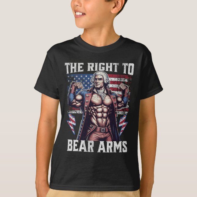 Camiseta 4th Of July Dad Usa Flag 2nd Bear Arms Bodybuildin (Anverso)