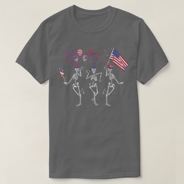 Camiseta 4th Of July Dancing Skeletons July Fourth Funny Fi (Diseño del anverso)