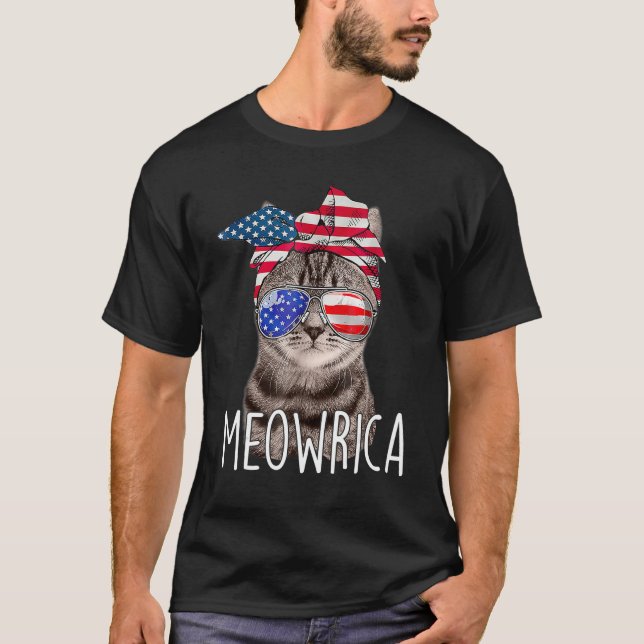 Camiseta 4th Of July Day Of Independence Meowrica meowrica  (Anverso)
