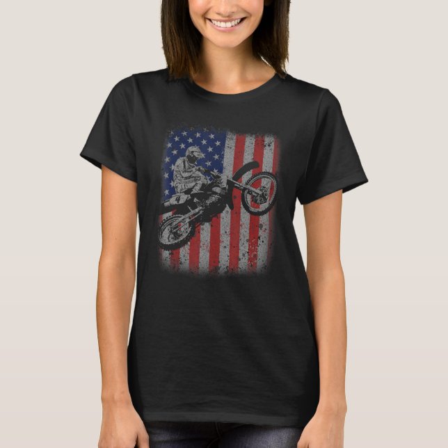 Camiseta 4th of July Dirt Bike Motocross American Flag MX (Anverso)