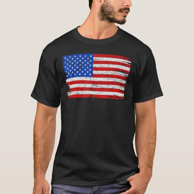 Camiseta 4th of July Distressed American Flag USA Men Women (Anverso)