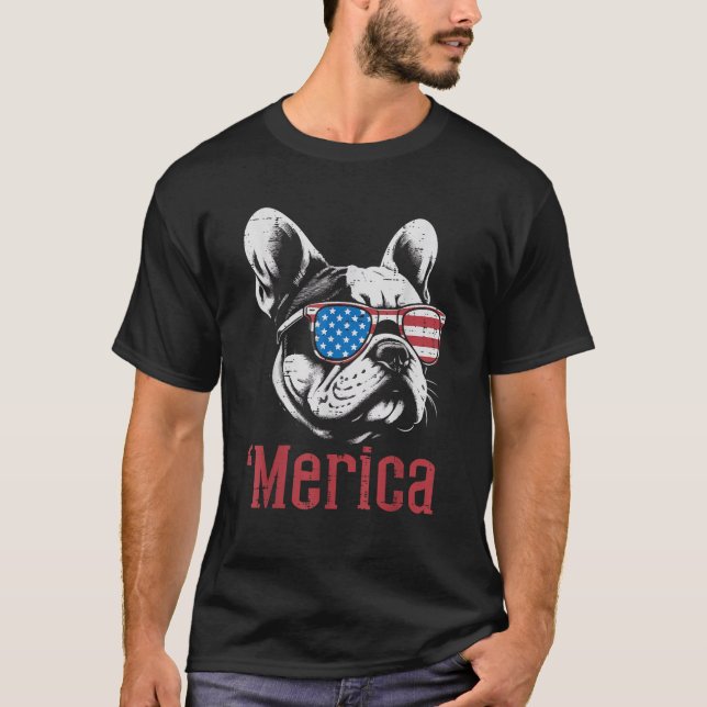 Camiseta 4th Of July Dog French Bulldog Merica Patriot Wome (Anverso)