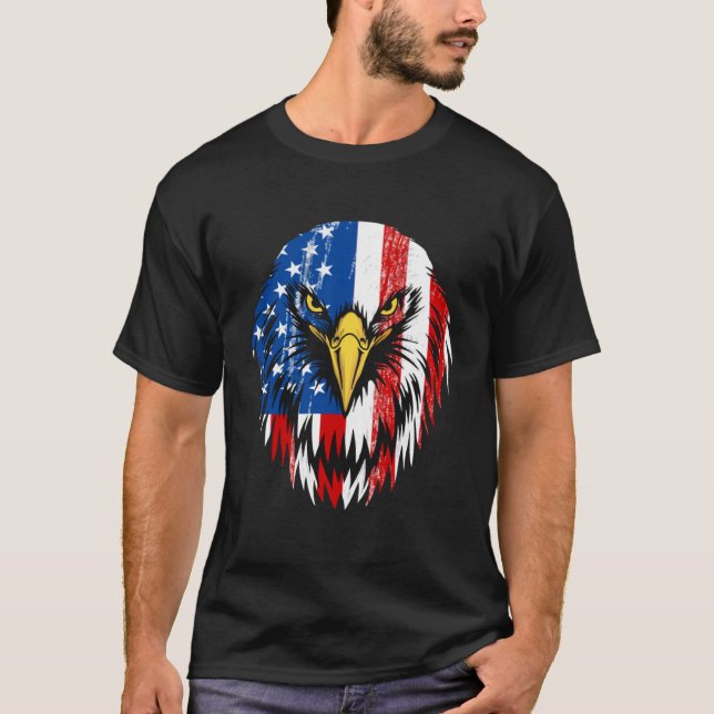 Camiseta 4th of July Eagle Patriotic American Flag USA (Anverso)