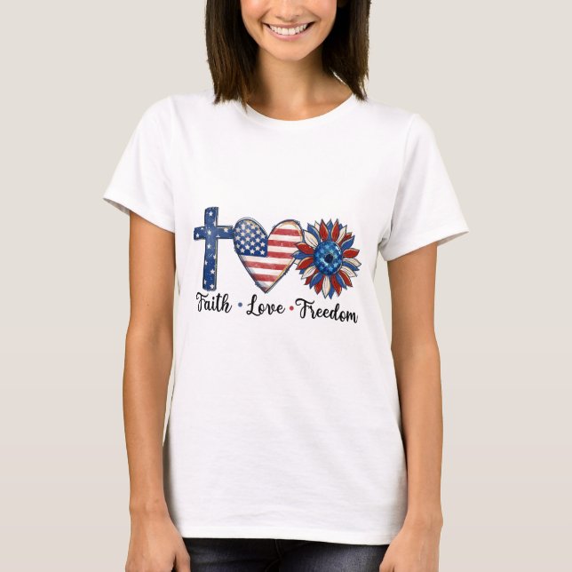 Camiseta 4th of July Faith Love Freedom (Anverso)