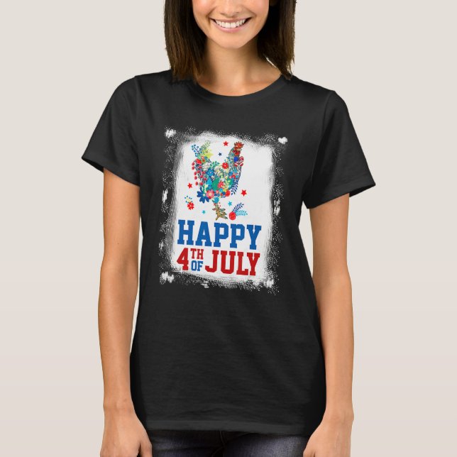 Camiseta 4th Of July Farmer Chicken Flower American Flag Pa (Anverso)