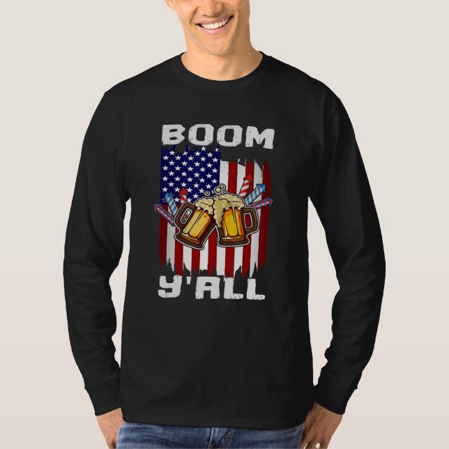 Camiseta 4th Of July Fireworks Party Boom Ya ll US Flag Pat (Anverso)