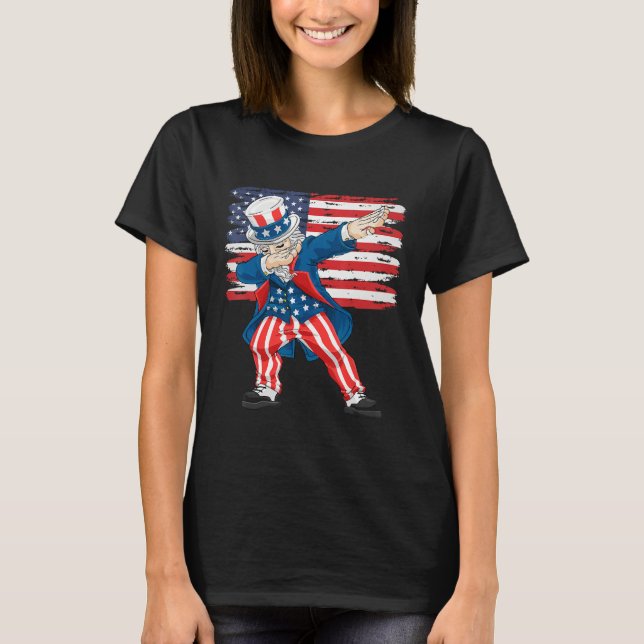 Camiseta 4th Of July  For Kids  Dabbing Uncle Sam Boys Men (Anverso)