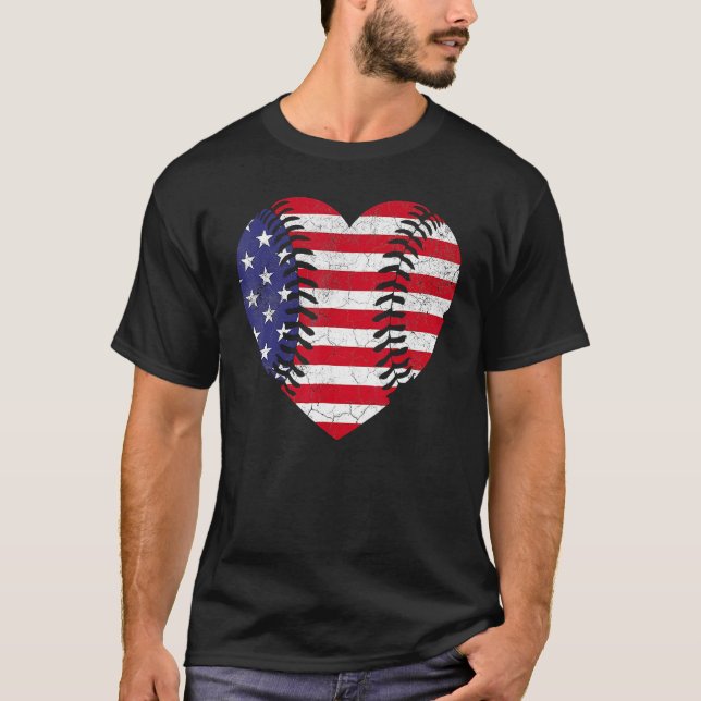 Camiseta 4th Of July   For Women American Flag Baseball Hea (Anverso)