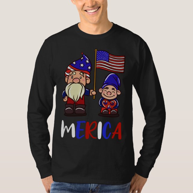 Camiseta 4th of july gnomes   american usa patriotic Merica (Anverso)