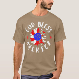 Camiseta 4th of July God Bless Sunflower Butterflies USA Fl