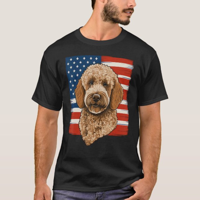 Camiseta 4th Of July Goldendoodle on Patriotic American Gol (Anverso)