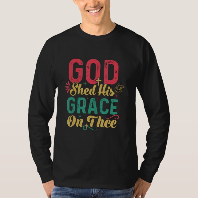 Camiseta 4th Of July Groovy Patriotic God Shed His Grace On (Anverso)