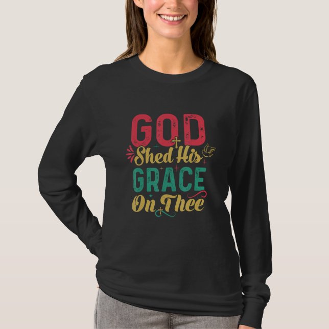 Camiseta 4th Of July Groovy Patriotic God Shed His Grace On (Anverso)