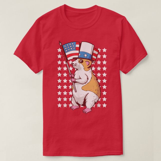 Camiseta 4th of July Guinea Pig Hamster Independence Day US (Diseño del anverso)