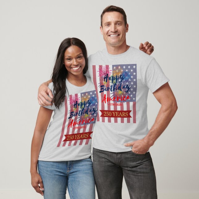 Camiseta 4th of July Happy Birthday America USA 250th (Unisexo)