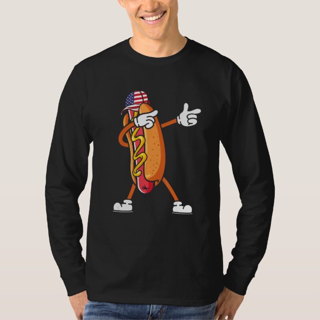 Camiseta 4th of July Hot Dog Dabbing Hot Dog Wiener Dab (Anverso)