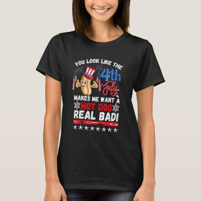 Camiseta 4th Of July Hot Dog Independence Day (Anverso)