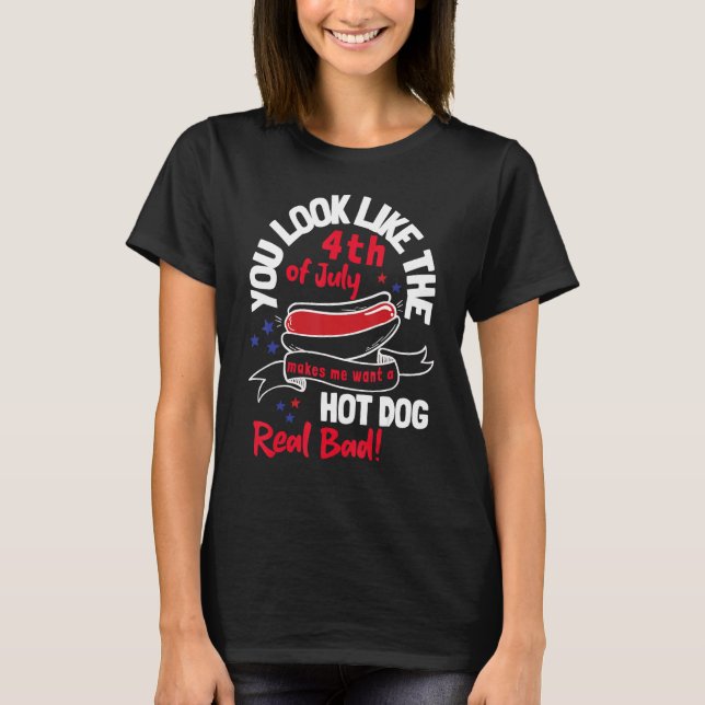 Camiseta 4th Of July Hot Dog Tees Patriotic America (Anverso)