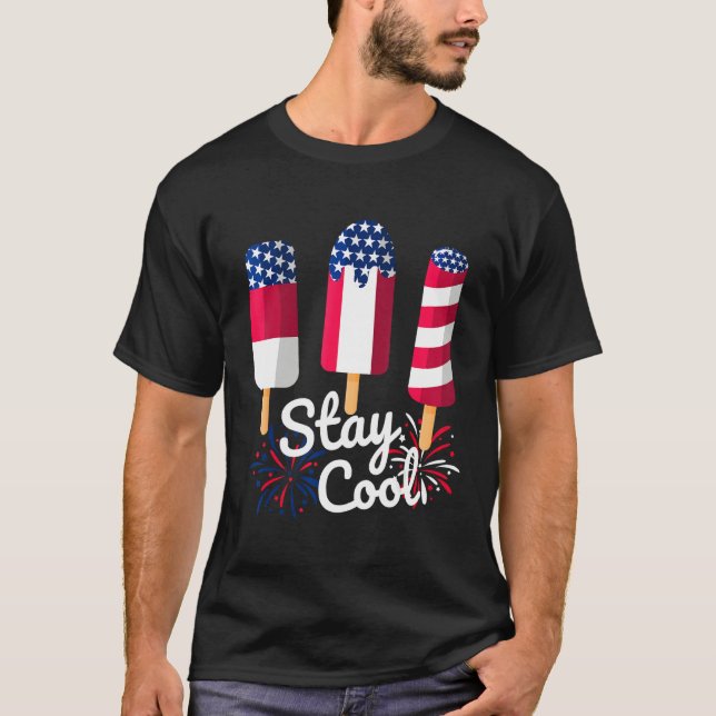 Camiseta 4th Of July Ice Pops Red White Blue American Flag  (Anverso)