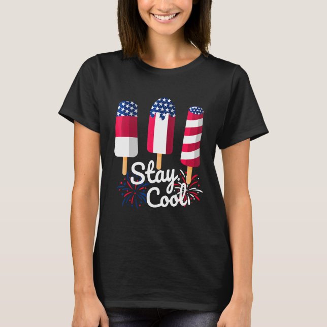 Camiseta 4th Of July Ice Pops Red White Blue American Flag  (Anverso)
