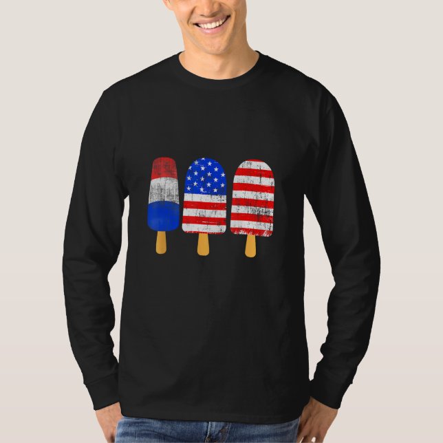 Camiseta 4th Of July Ice Pops Red White Blue American Flag  (Anverso)