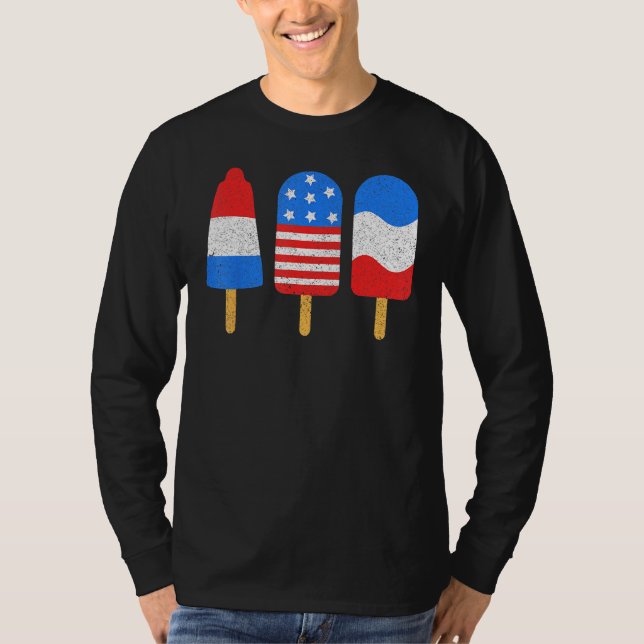 Camiseta 4th Of July Ice Pops Red White Blue American Flag  (Anverso)