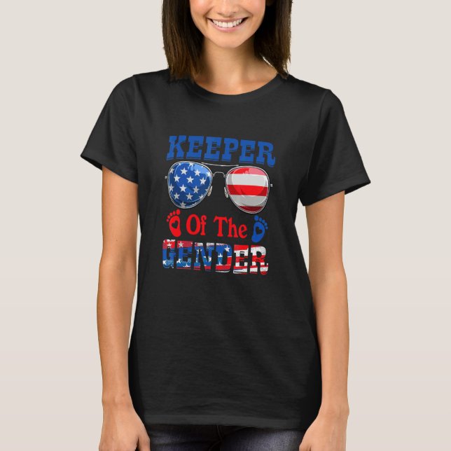 Camiseta 4th Of July Keeper Of The Gender Baby Gender Revea (Anverso)