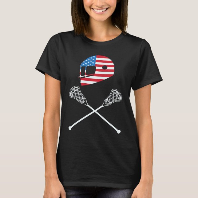 Camiseta 4th Of July Lacrosse American Flag Patriotic (Anverso)