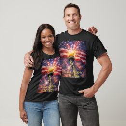 Camiseta 4th of July Liberty Torch Fireworks USA 250th