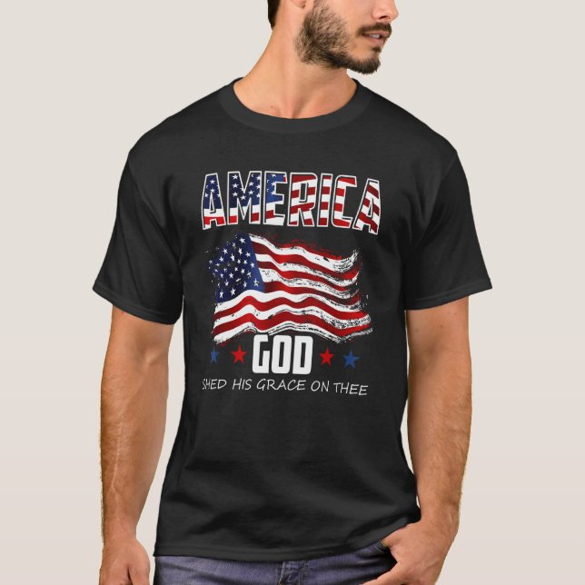 Camiseta 4th of July Men Women America God Shed His Grace o (Anverso)