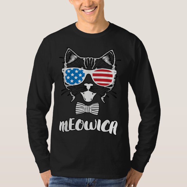 Camiseta 4th of July Meowica Kitty Cat Plus Size Graphic (Anverso)