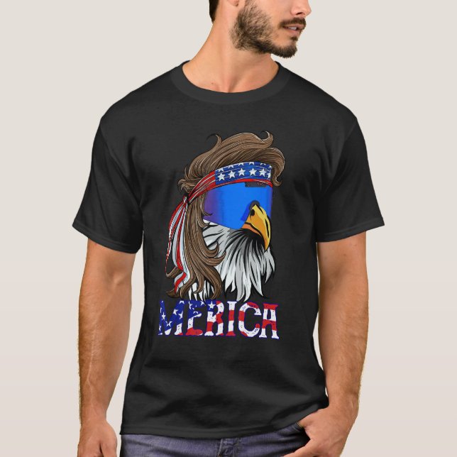 Camiseta 4th Of July Merica Eagle Mullet US American Flag P (Anverso)