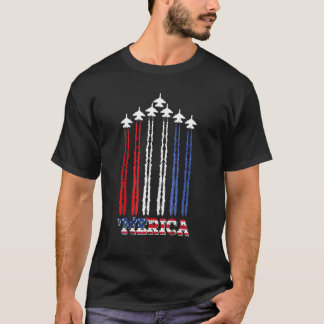 Camiseta 4th Of July Merica Fighter Jet Airplane Red White 