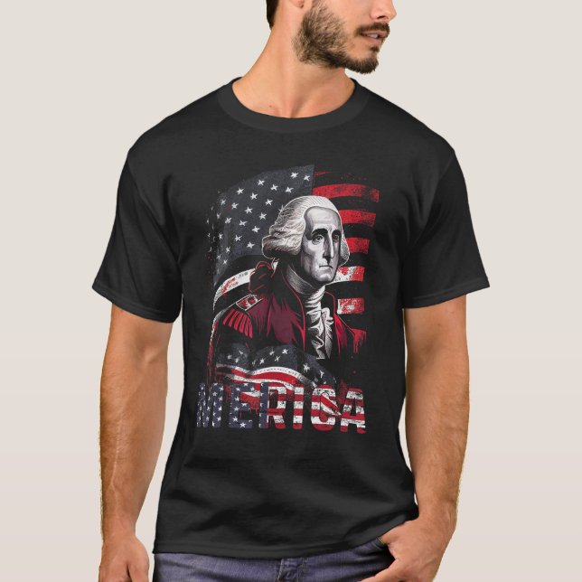 Camiseta 4th Of July Merica George Washington Men Women Ame (Anverso)