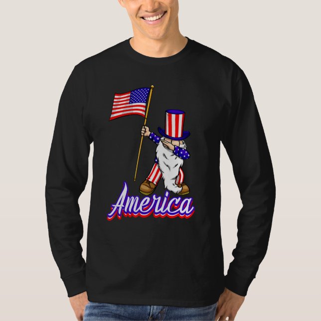 Camiseta 4th Of July Merica Gnome   Women America Flag Love (Anverso)