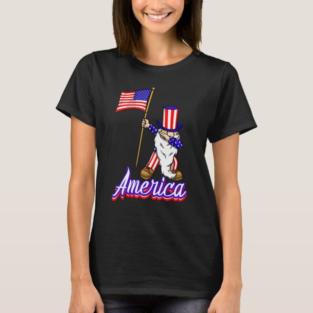 Camiseta 4th Of July Merica Gnome   Women America Flag Love (Anverso)
