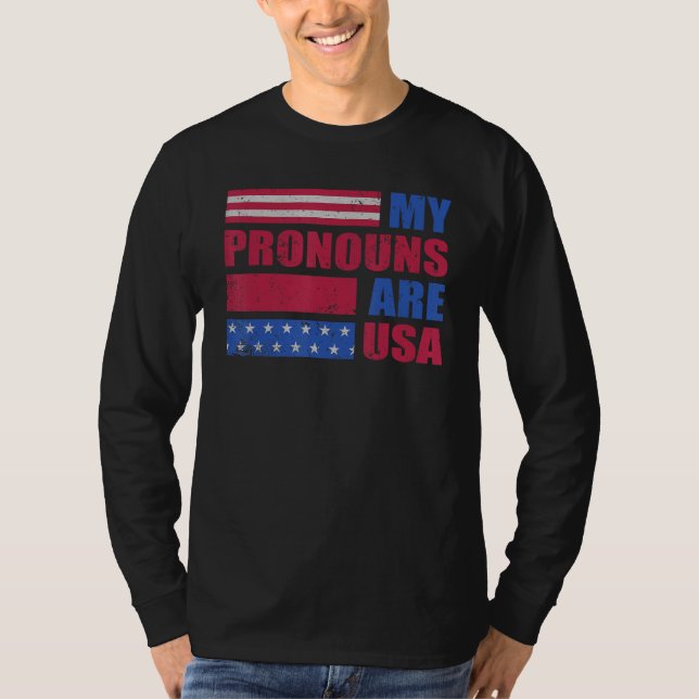 Camiseta 4th of July My Pronouns Are USA Flag George Washin (Anverso)