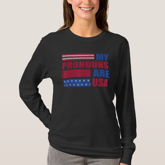 Camiseta 4th of July My Pronouns Are USA Flag George Washin (Anverso)