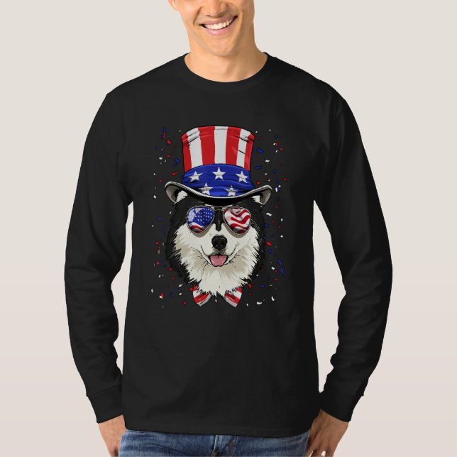 Camiseta 4th of July Patriotic Alaskan Malamute American US (Anverso)
