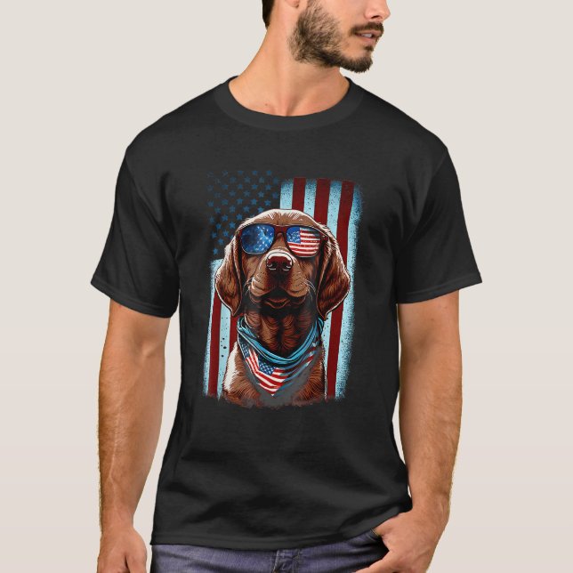 Camiseta 4th Of July Patriotic Chesapeake Bay Retriever Dog (Anverso)