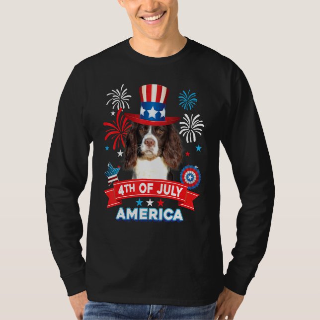 Camiseta 4th Of July Patriotic Day English Springer Spaniel (Anverso)