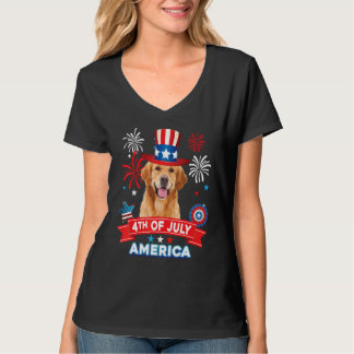 Camiseta 4th Of July Patriotic Day Golden Retriever Dog Ind